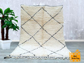 170 x 230 cm = 5.6 x 7.5 ft Gorgeous Beni Ourain Rug-Black And Beige Rug-Emerald Rug-woven rug-colorful rug-Black And Beige wool Beniourain Carpet,Unique Geometric Rug