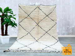 170 x 230 cm = 5.6 x 7.5 ft Gorgeous Beni Ourain Rug-Black And Beige Rug-Emerald Rug-woven rug-colorful rug-Black And Beige wool Beniourain Carpet,Unique Geometric Rug