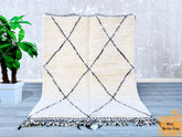 154 x 196 cm = 5.1 x 6.4 FT Diamonds Berber Rug Moroccan - Handmade Minimalist Area Rug, Bohemian Home Decor, Soft Dots, Perfect for Weddings Living Room