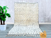 159 x 244 cm = 5.2 x 8 FT Black Dots Natural Beige Moroccan Rug – Handmade Wool Rug, Beni Mrirt Rug, Custom Made-to-Order Rug