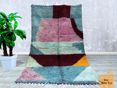 159 x 252 cm = 5.2 x 8.3 ft Colorful Moroccan Handmade Rug, Authentic Berber Rug, Bohemian Wool Rug, Beni ourain style rug, Moroccan area rug, Moroccan Shaggy rug