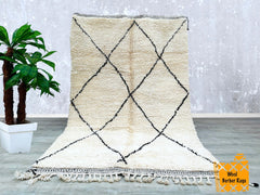 164 x 255 cm = 5.4 x 8.4 ft Diamonds GORGEOUS BENIOURAIN, Handmade Moroccan Rug, Moroccan Wool Rug, Amazing Boujaad Rug