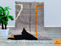161 x 232 cm = 5.3 x 7.6 ft Colorful Abstract Tapis Mrirt, laine de luxe, tapis berbère, beni ourain, teppich, tapis doux fait main, tapis marocain, beni mrirt, laine naturelle