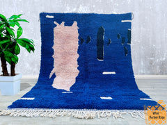 193 x 256 cm = 6.3 x 8.4 ft Abstract Beni ourain rug- Authentic Moroccan Rug- Custom Beni Ourain rug- Beni Rug- Large Moroccan Rug- Blue White Black Rug- Custom rug