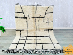 146 x 190 cm = 4.8 x 6.2 ft Large Moroccan Rug , Beni Ourain Rug , Berber Rug , Custom Beni Ourain rug , Style Moroccan Rug , Custom rug