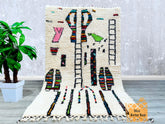 148 x 252 cm = 4.9 x 8.3 FT Multicolored Moroccan Rug – Custom Size Beni Ourain Rug, Colorful Hand-Knotted Berber Carpet