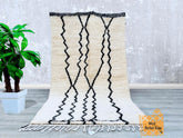 151 x 259 cm = 5 x 8.5 FT Zigzag Authentic large Moroccan beni mguild berber Black rug, boho rug, wool rug, Tapis, marokko teppich