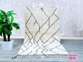 163 x 252 cm = 5.3 x 8.3 FT Handmade Moroccan Rug – Bold Geometric Design, Modern Berber Style, Custom Sizes