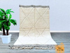 161 x 251 cm = 5.3 x 8.2 FT Diamonds White Moroccan Rug, Rugs for Living Room, White Boujaad Rug, Berber Rug, Wool Area Rug, Handmade Wool Rug, Beni Ourain, Berber Teppich