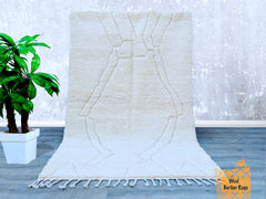 166 x 254 cm = 5.4 x 8.3 FT Handmade Beniourain Rug | Custom Moroccan Berber Rug in Beige | Moroccan Area Rug