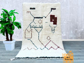 152 x 233 cm = 5 x 7.6 FT Brown Peacock Moroccan Rug – High-Quality Hand-Knotted Wool Rug, Garden Scene Design