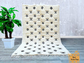 163 x 243 cm = 5.3 x 8 FT Beni Ourain Rug – 100% Wool Handmade Authentic Moroccan Berber Rug, Custom Sizes