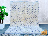 170 x 263 cm = 5.6 x 8.6 FT Blue Dots Moroccan Striped Area Rug – Handwoven Wool, Adds Harmony and Elegance to Modern and Boho Interiors