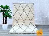 159 x 246 cm = 5.2 x 8.1 FT Diamonds Moroccan Berber Rug – Unique Tribal Patterns, Handwoven with Premium Sheep Wool, Perfect for Collectors