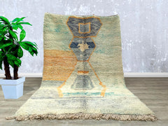 177 x 259 cm = 5.8 x 8.5 ft Colorful Abstract Moroccan Berber Carpet - Handmade Wool Rug, Soft Dots, Minimalist Design, Vintage Style, Perfect for Weddings & Decor