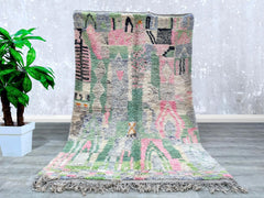 160 x 256 cm = 5.2 x 8.4 ft Colorful Abstract Vintage Berber Rug - Handmade Moroccan Wool, Soft Dots, Minimalist Bohemian Design, Perfect for Weddings & Home Decor