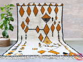 Bohemian Moroccan Rug - White Orange Black Boujaad Carpet - Handmade Wool Rug - Custom Size for Any Space
