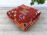 Moroccan Berber Pouf, Moroccan Pouf, BeniOUrain Pouf, Vintage Moroccan Ottoman, Floor Pouf, Floor Cushion, Vintage Rugs Pouf.24X24X16 Inches