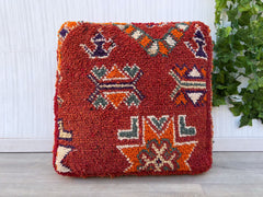 Moroccan Berber Pouf, Moroccan Pouf, BeniOUrain Pouf, Vintage Moroccan Ottoman, Floor Pouf, Floor Cushion, Vintage Rugs Pouf.24X24X16 Inches