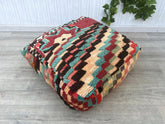 Moroccan Kilim Pouf, Floor Pouf Vintage Moroccan Ottoman, Beni Ourain Square Pouf, Yoga Meditation Cushion, Outdoor Kilim Pillows Cover