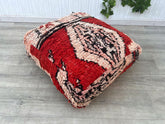 Moroccan Pouf in Berber Fabric, Handmade Floor Cushion, Colorful Bohemian Ottoman, Ethnic Square Pillow, Kilim Accent Seat