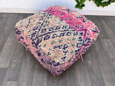 moroccan wool pouf, berber pouf, kilim pouf, 60x60x20 cm pouf