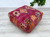 moroccan pouf, kilim pouf, ottoman pouf, 60x60x20 cm pouf