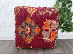 Moroccan pouf, Berber floor cushion, wool seat cushion, vintage pouf white, boho seat cushion Beni Ourain