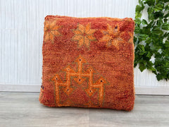 Orange Moroccan Cushion cover , Cactus Silk Pillow Cover , Orange Throw pillow case , Handwoven Cactus , Berber Sabra Cushion