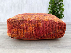 Moroccan floor pouf, Handmade furniture, berber pouf, Square Pouf, Wool seat cushion, Berber Floor Cushion, Colorful Geometric Patterns,