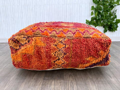 Moroccan Boho Floor Pouf - Handwoven Kilim Design, Vintage Ottoman Cushion, Yoga Meditation Pillow, Unstuffed Boho Chic Home Decor