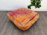 Moroccan Kilim Floor Cushion Cover - Reversible Boho Pillow Case, Outdoor Meditation Pouf, Zippered Design, Colorful Berber Patterns