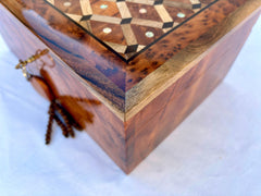 10"x7" Beautiful Thuya Wood Trinket Box Made in Morocco - Exquisite Patina Craftsmanship
