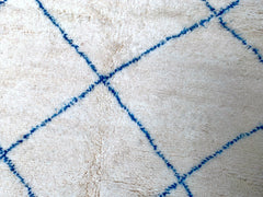 Blue Diamonds Timeless Elegance: Handwoven Moroccan Beni Ourain Wool Rug