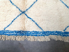 Blue Diamonds Timeless Elegance: Handwoven Moroccan Beni Ourain Wool Rug