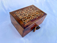 10"x7" Box Secret box with 4 places for jewelry Moroccan Handmade Thuya wood decoration Handmade Thuya Wood Jewelry Box.