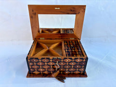12"×8" Moroccan Thuya Wood Jewelry Box – Lockable Large Jewelry Organizer, Memory Box for Couples