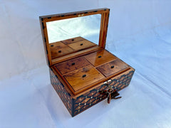 12"×8" Moroccan Thuya Wooden Trinket Box – Handmade Round Jewelry Storage, Unique Gift for Her, Decorative and Functional