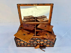 12"×8" Moroccan Thuya Wooden Trinket Box – Handmade Round Jewelry Storage, Unique Gift for Her, Decorative and Functional