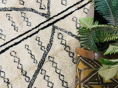 Bohemian Moroccan Rug – Handmade Berber Carpet – White Black Boujaad Design – Custom Wool Area Rug