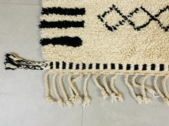 Bohemian Moroccan Rug – Handmade Berber Carpet – White Black Boujaad Design – Custom Wool Area Rug