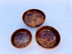 Set of 3 Round Thuya Wood bowls – Handcrafted Jewelry Storage, Natural Wood Trinket Boxes, Moroccan Home Decor, Unique Gift Idea