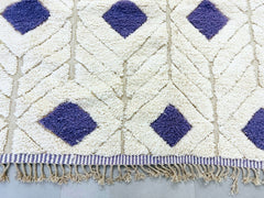 Authentic Beni Ourain Rug – White & Blue Moroccan Wool Carpet – Custom Size Handwoven Berber Area Rug