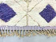 Authentic Beni Ourain Rug – White & Blue Moroccan Wool Carpet – Custom Size Handwoven Berber Area Rug