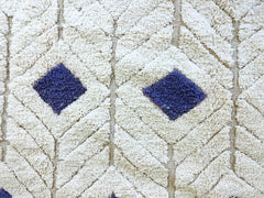 Authentic Beni Ourain Rug – White & Blue Moroccan Wool Carpet – Custom Size Handwoven Berber Area Rug