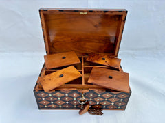 12"×8" Wooden Jewelry Box with Mirror – Moroccan Thuya Burl Jewelry Organizer, Wedding Memory Box