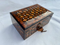 12"×8" Wooden Jewelry Box with Mirror – Moroccan Thuya Burl Jewelry Organizer, Wedding Memory Box