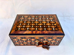 12"×8" Wooden Jewelry Box with Mirror – Moroccan Thuya Burl Jewelry Organizer, Wedding Memory Box