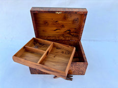 10"×7" Handmade Thuya Burl Wood Jewelry Box – Small Lockable Jewelry Organizer, Decorative Storage Box