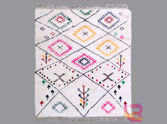 Diamonds Vintage Moroccan Boujaad Rug - Handmade Wool Berber Carpet, Multicolored Bohemian Design, Custom Size for Unique Home Decor